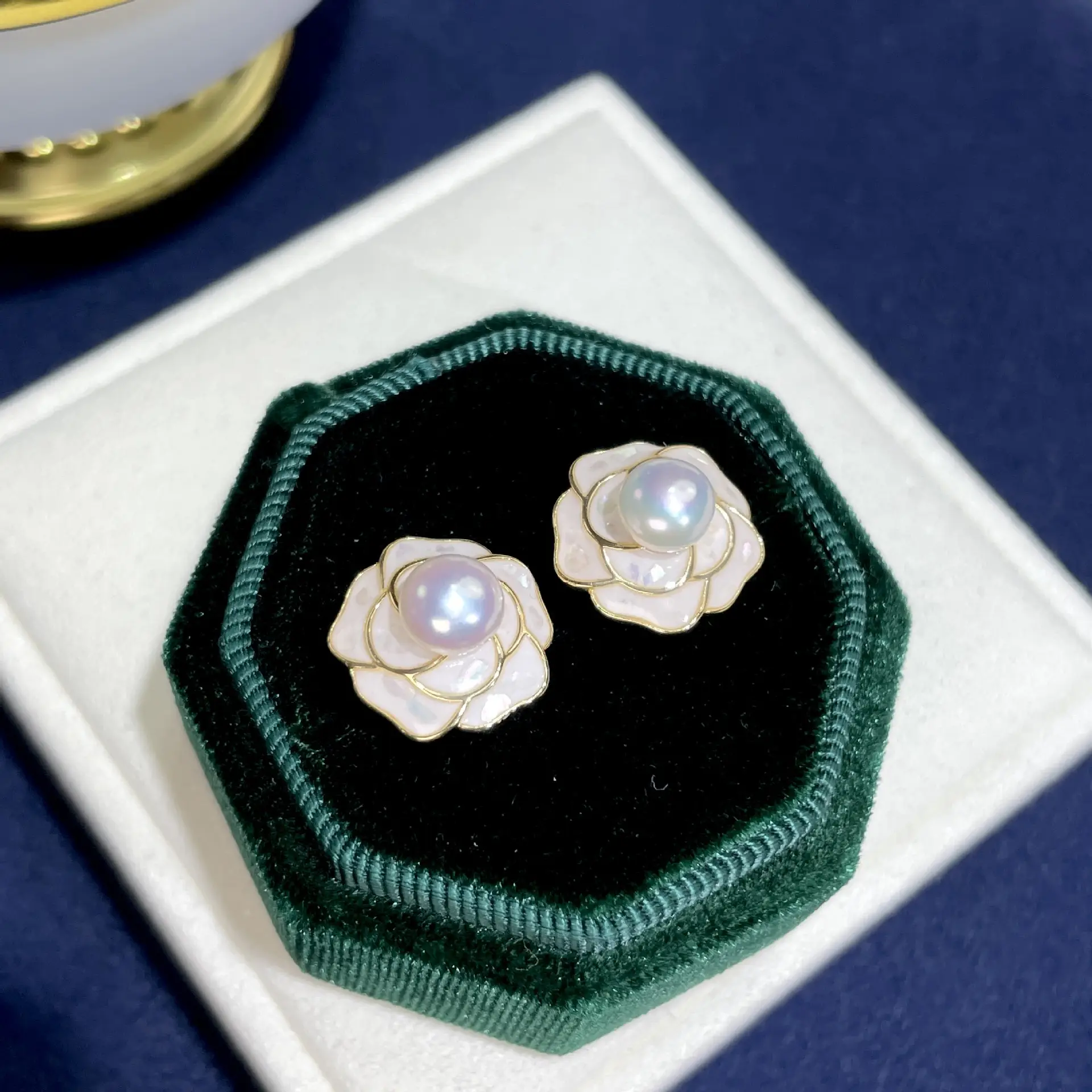 925 Sterling Pearl Camellia Earrings for Women