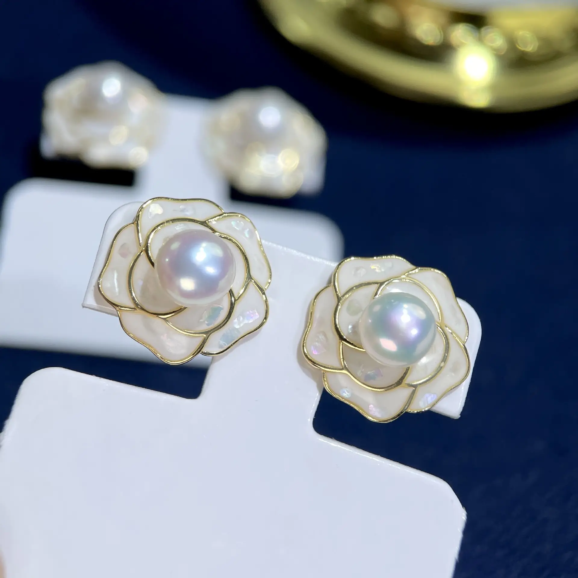 925 Sterling Pearl Camellia Earrings for Women — feature 3