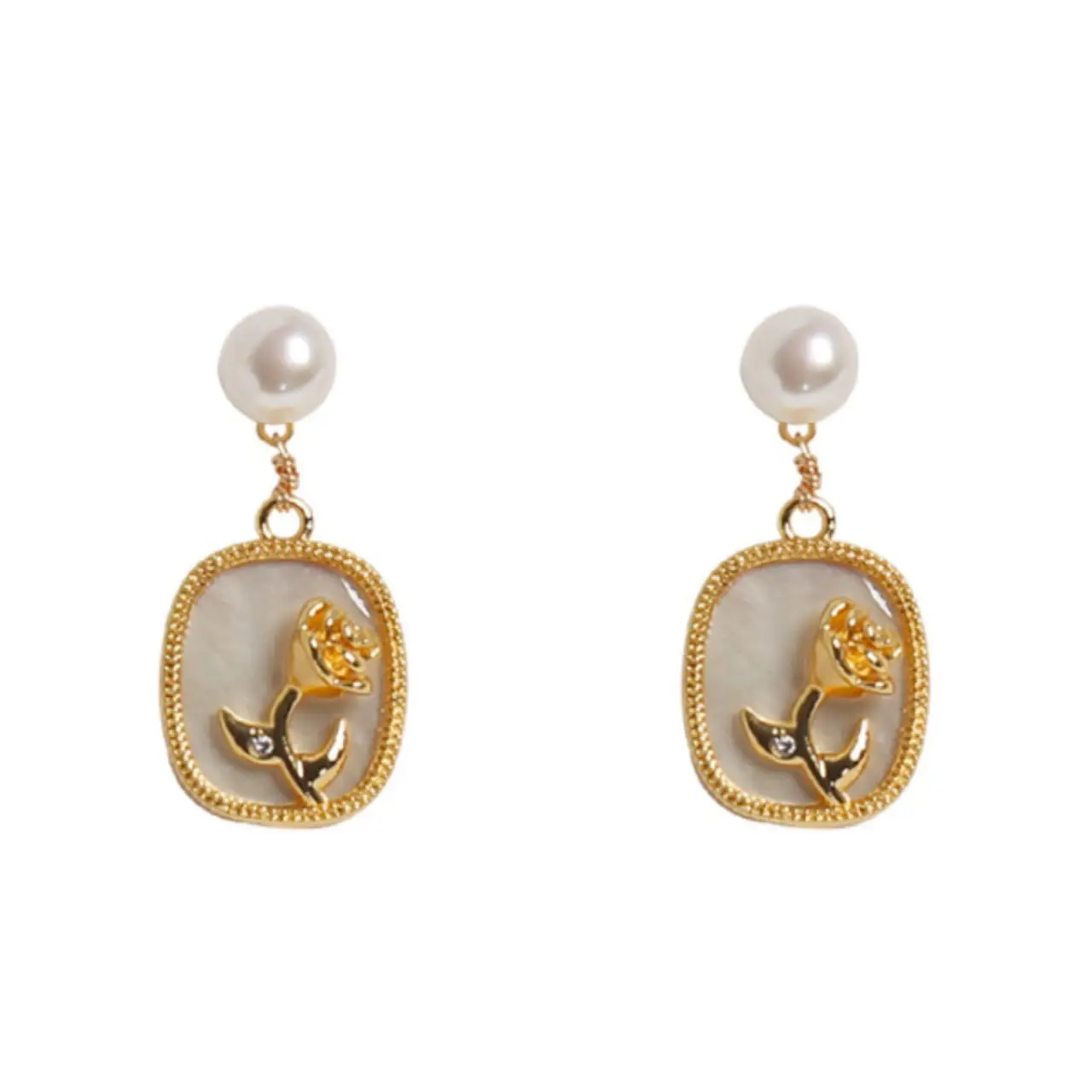 Natural Pearl White Tulip Earrings for Girls - Image 5