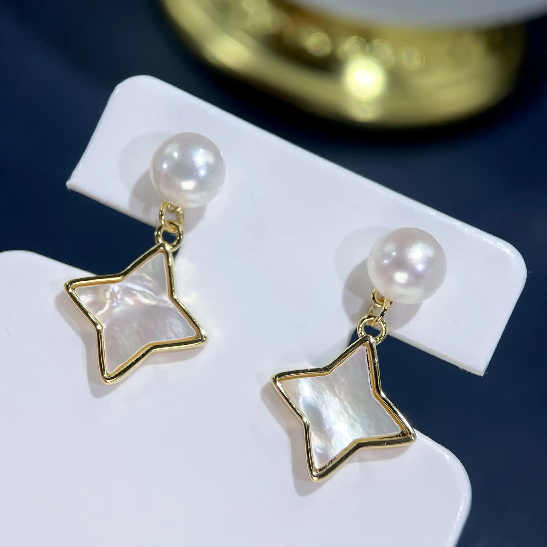 925 TM Natural Pearl Star Earrings Women — feature 2