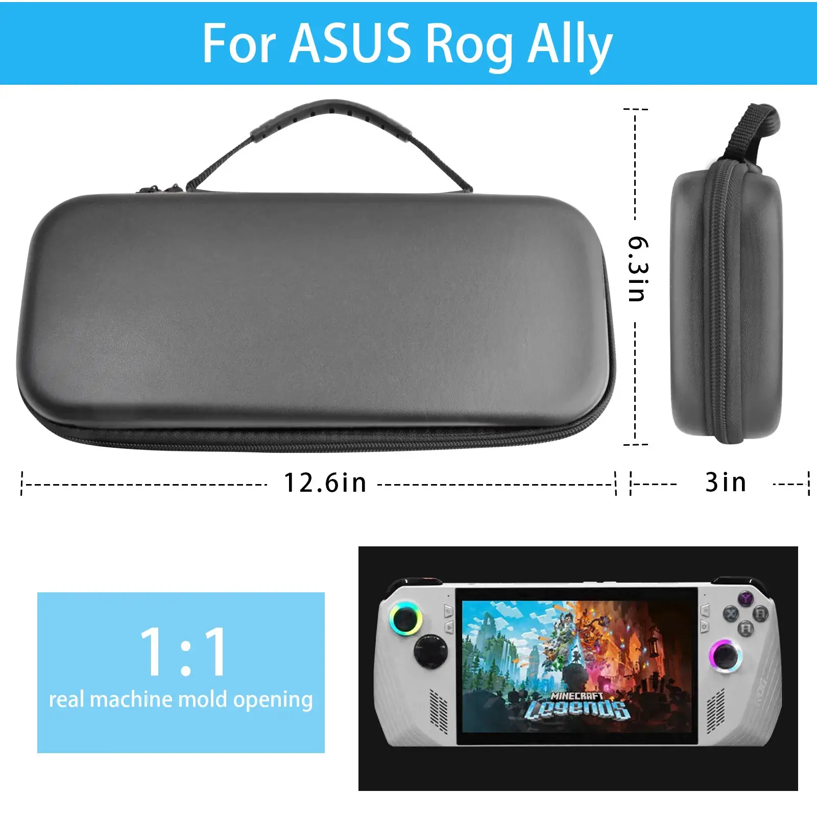 Asus ROG Ally Storage Bag Grey Black Leather - Image 6