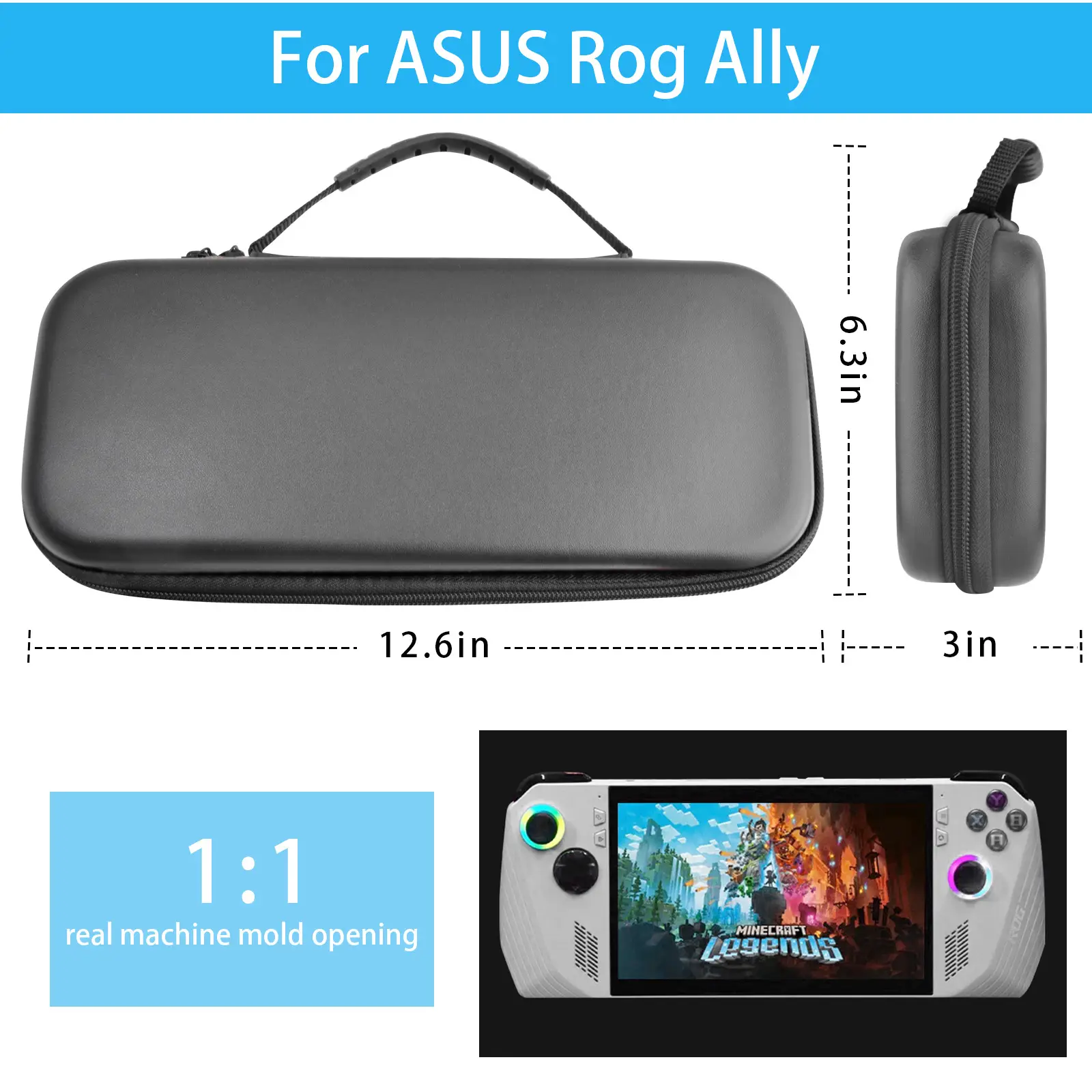 Asus ROG Ally Storage Bag Grey Black Leather — feature 9