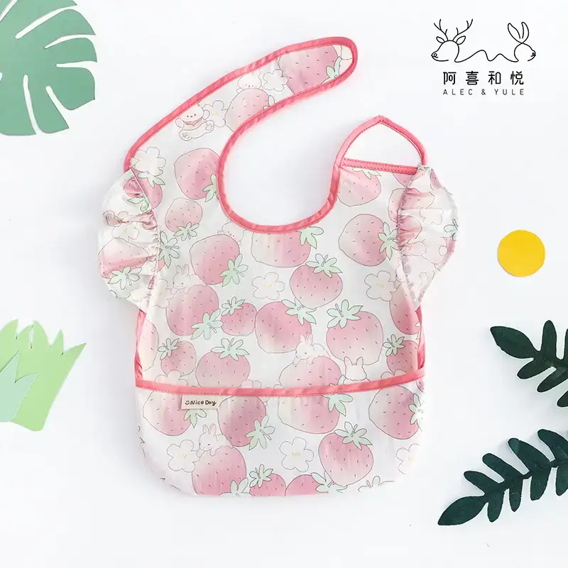 Green Digital Printed Infant Eating Bib with Waterproof Cover - Image 4