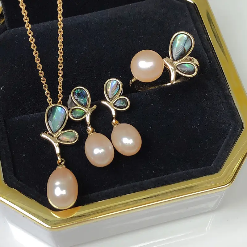 Freshwater Pearl Necklace Set with Earrings & Pendant - Image 8