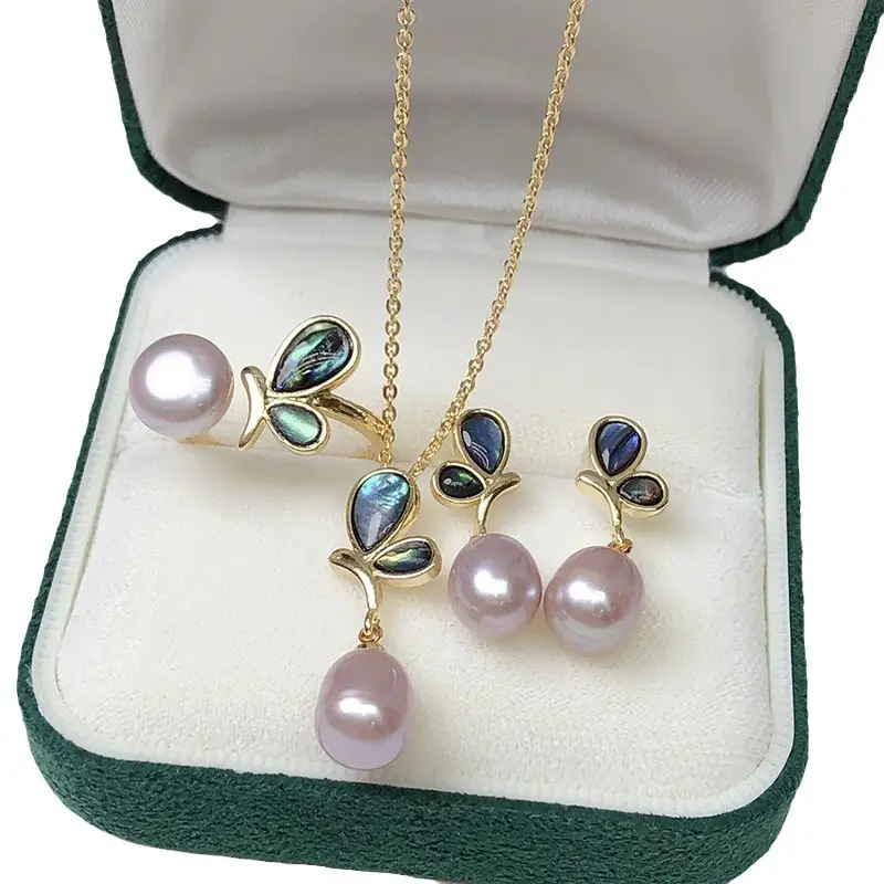 Freshwater Pearl Necklace Set with Earrings & Pendant - Image 10