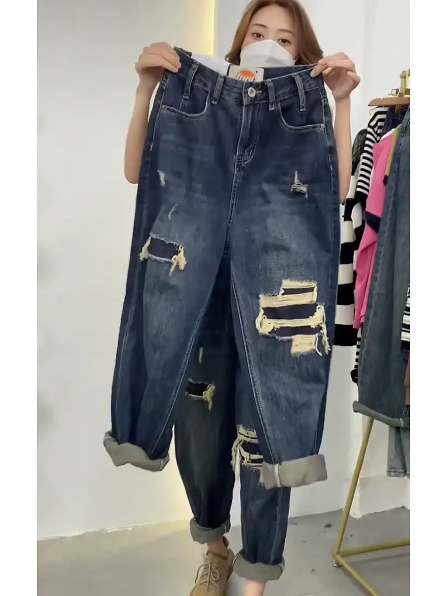Pear Shape Ripped Jeans Women 2023 Slimming High Waist — feature 5