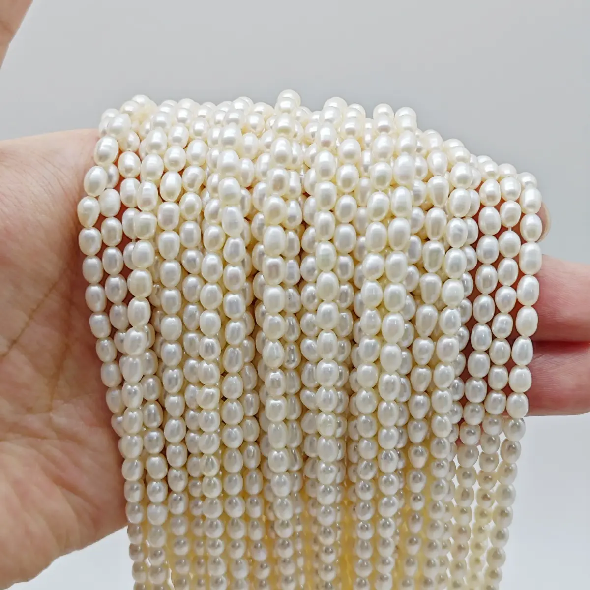 Freshwater Cultured Pearl Necklace Beaded Rice Shaped Small Rice Beads Zhuji Semi-finished Products Wholesale Handmade DIY Jewelry - Image 6