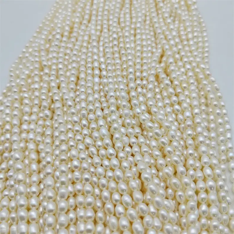 Freshwater Cultured Pearl Necklace Beaded Rice Shaped Small Rice Beads Zhuji Semi-finished Products Wholesale Handmade DIY Jewelry — feature 4