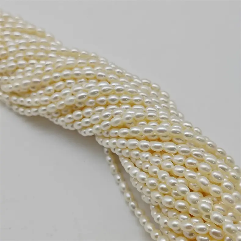 Freshwater Cultured Pearl Necklace Beaded Rice Shaped Small Rice Beads Zhuji Semi-finished Products Wholesale Handmade DIY Jewelry — feature 5