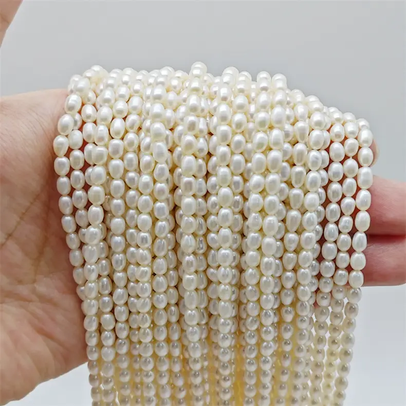 Freshwater Cultured Pearl Necklace Beaded Rice Shaped Small Rice Beads Zhuji Semi-finished Products Wholesale Handmade DIY Jewelry — feature 6