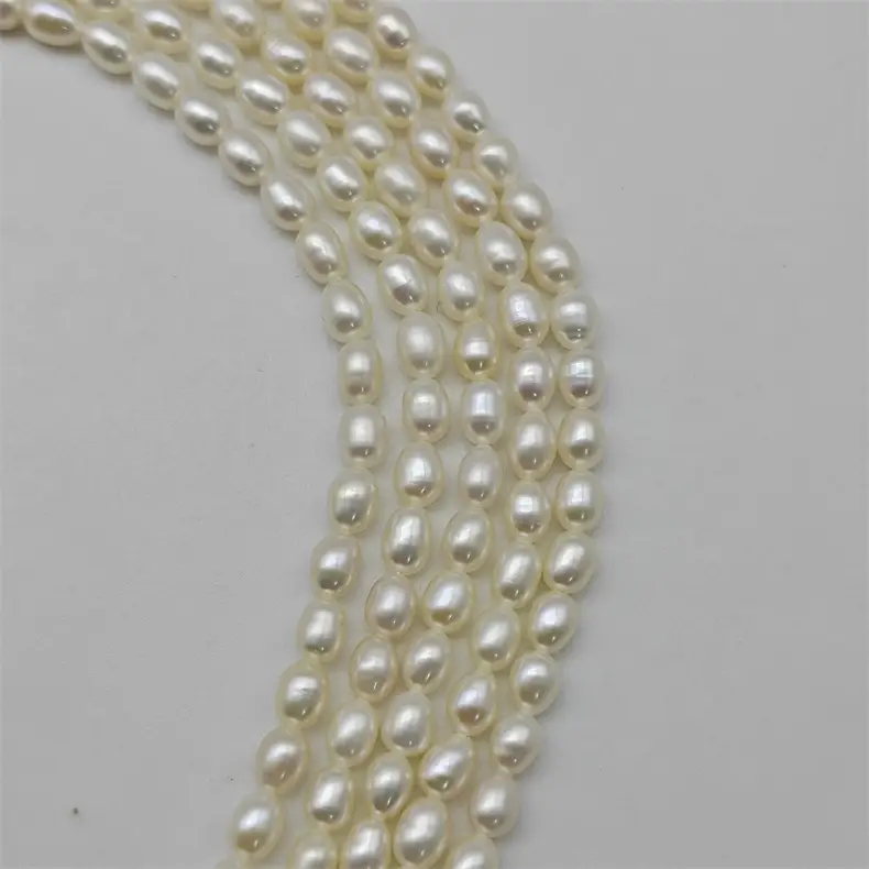 Freshwater Cultured Pearl Necklace Beaded Rice Shaped Small Rice Beads Zhuji Semi-finished Products Wholesale Handmade DIY Jewelry — feature 7
