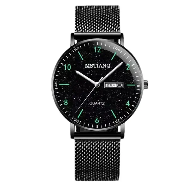 2024 Waterproof Luminous Men's Quartz Watch Black - Image 6