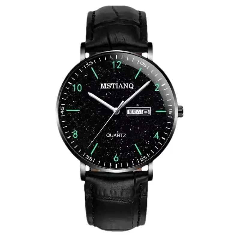 2024 Waterproof Luminous Men's Quartz Watch Black - Image 7