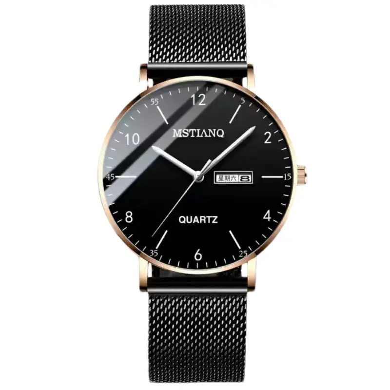 2024 Waterproof Luminous Men's Quartz Watch Black - Image 9