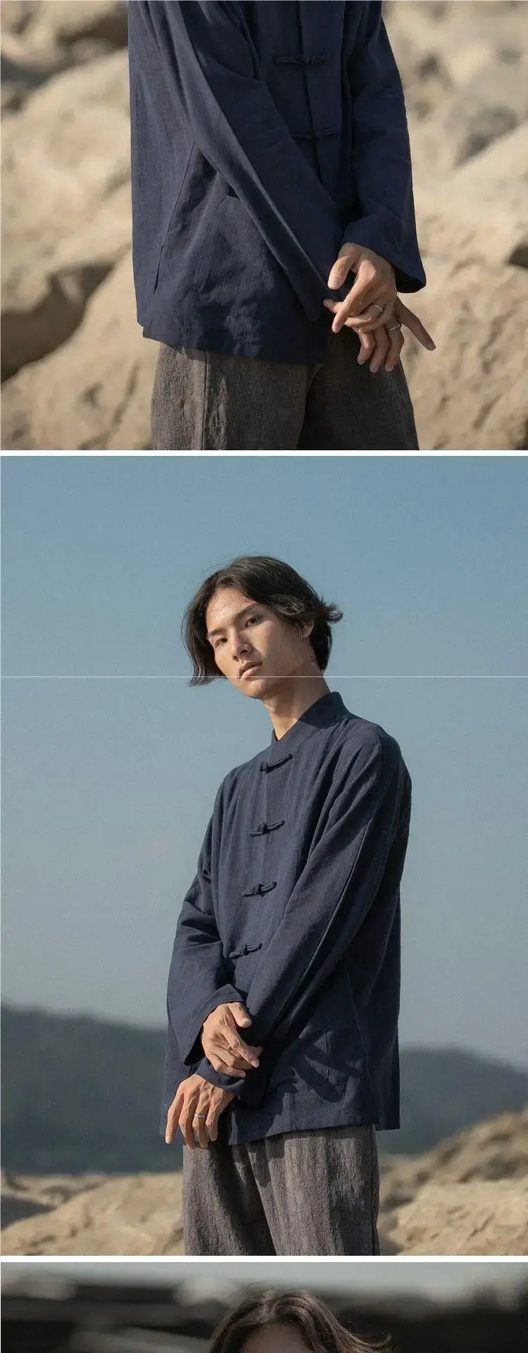 Men's Chinese Linen Tang Suit Long Sleeve Zhongshan — feature 10