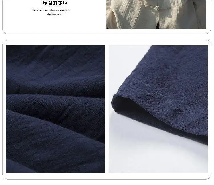 Men's Chinese Linen Tang Suit Long Sleeve Zhongshan — feature 17