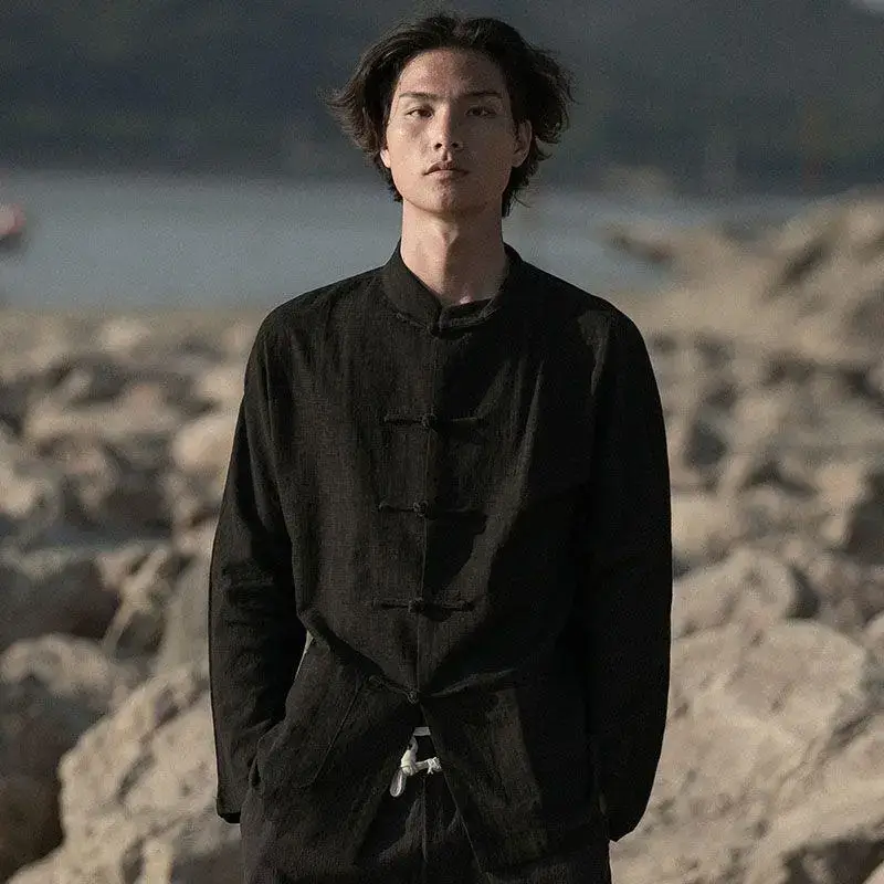 Men's Chinese Linen Tang Suit Long Sleeve Zhongshan - Image 3