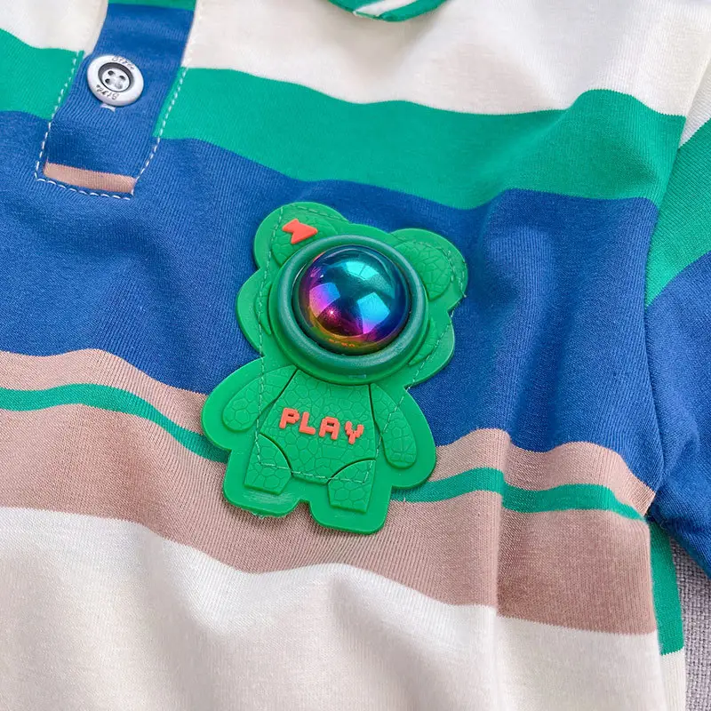 Kids Polo Shirt Set Blue Green Beige Summer Wear