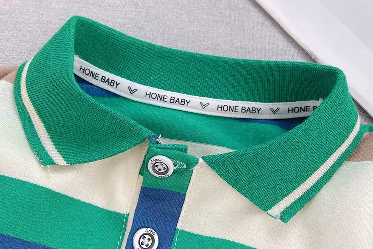 Kids Polo Shirt Set Blue Green Beige Summer Wear — feature 5