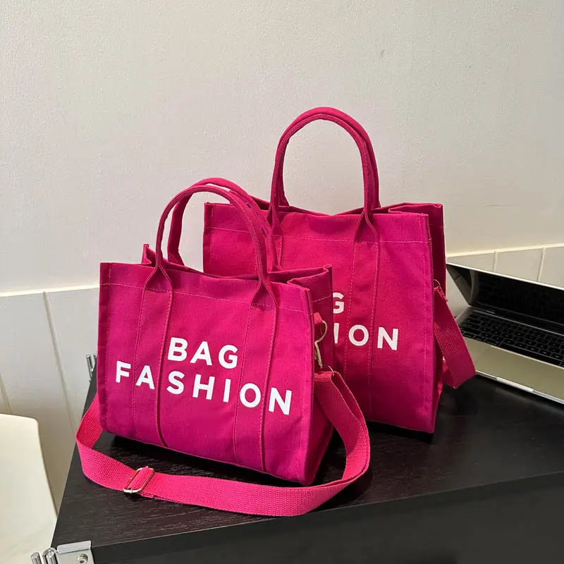 Red Letter Print Large Capacity Shoulder Crossbody Tote Bag