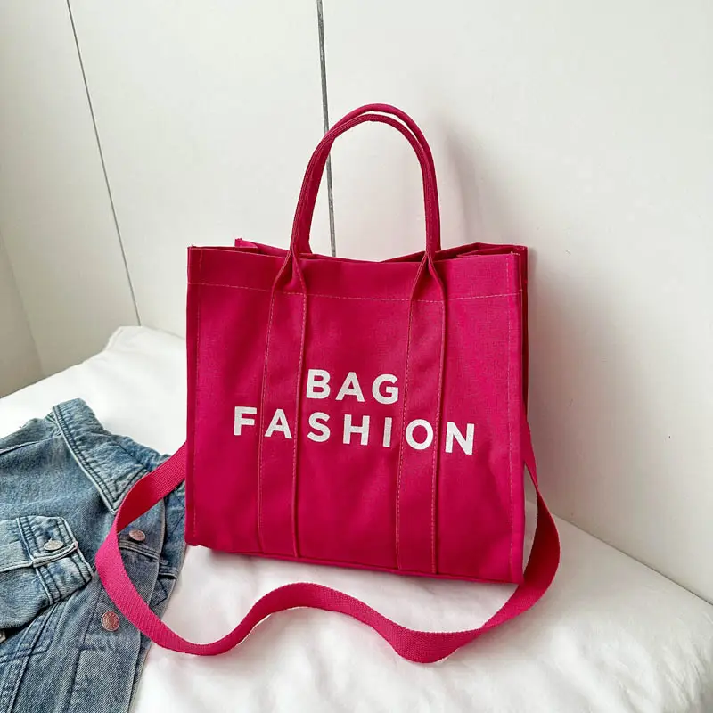Red Letter Print Large Capacity Shoulder Crossbody Tote Bag