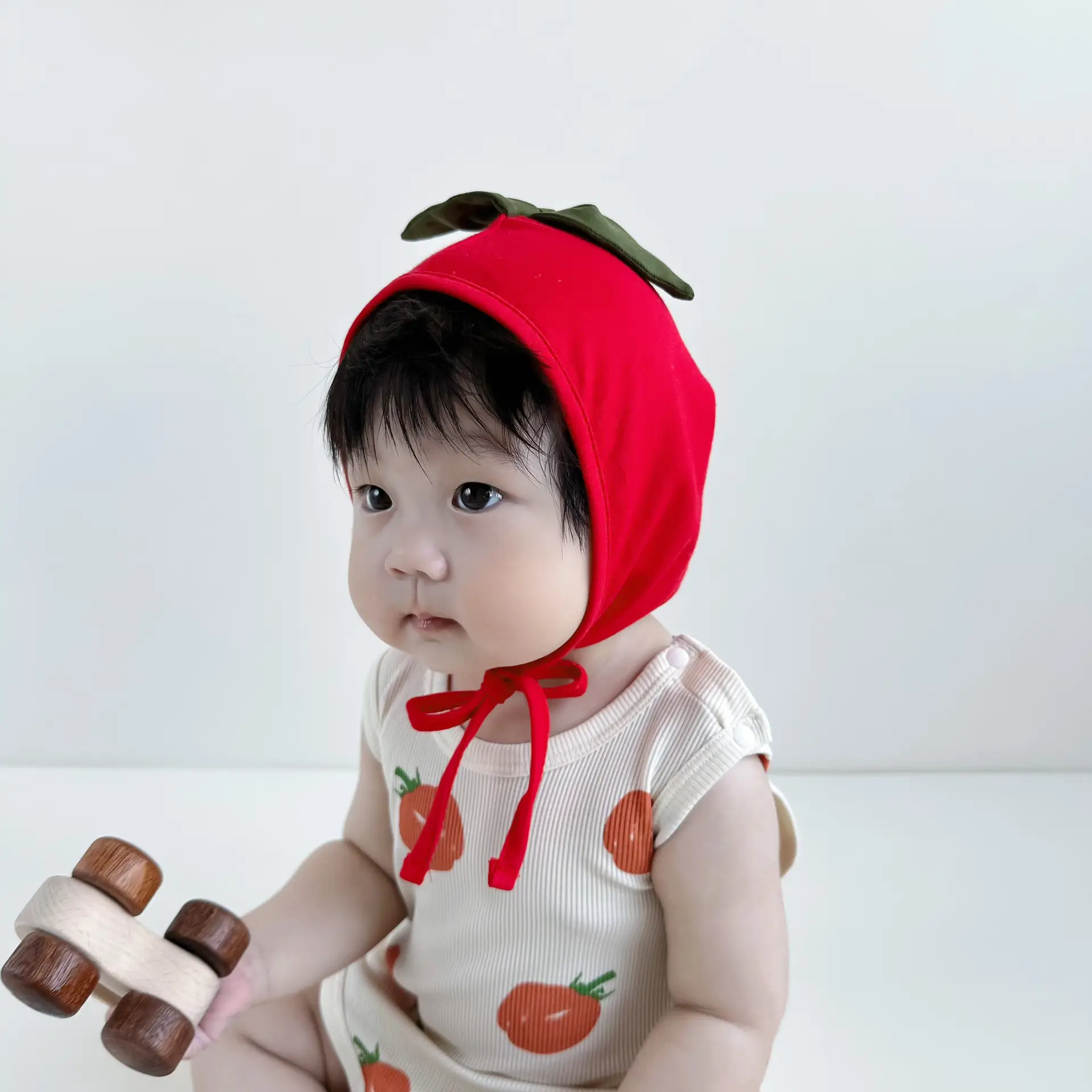 Baby Tomato Print Jumpsuit Suit with Hat — feature 20