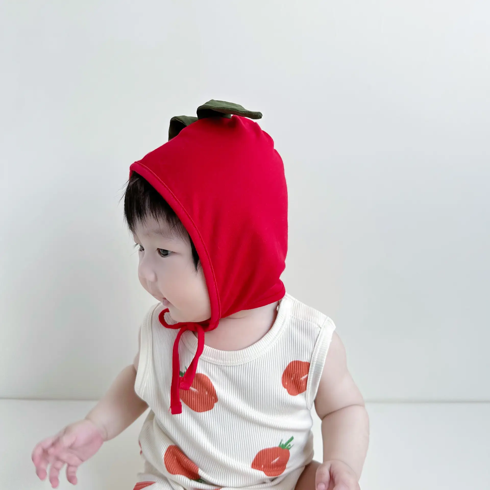 Baby Tomato Print Jumpsuit Suit with Hat — feature 28