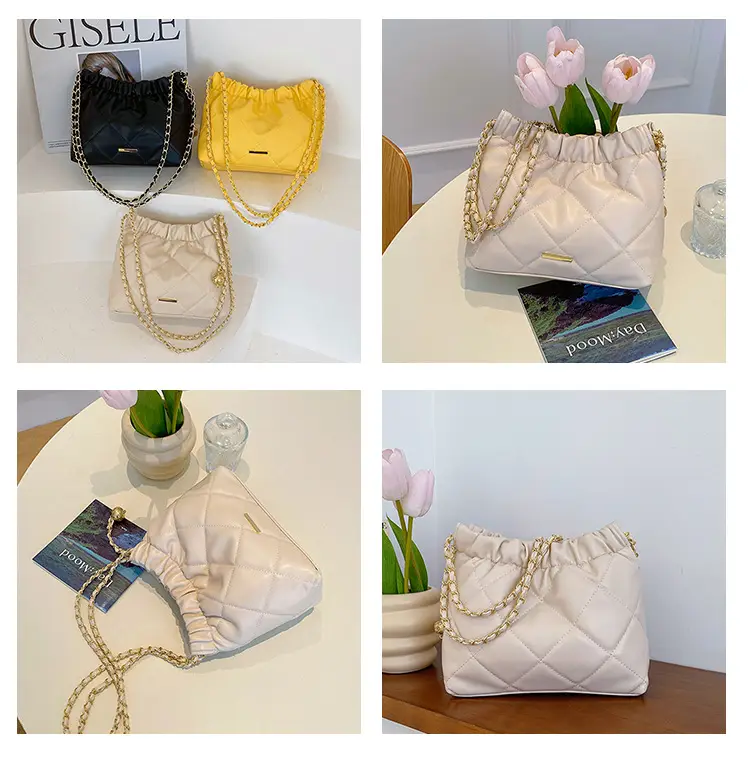 Black Pleated Chain Shoulder Bag for Women — feature 7