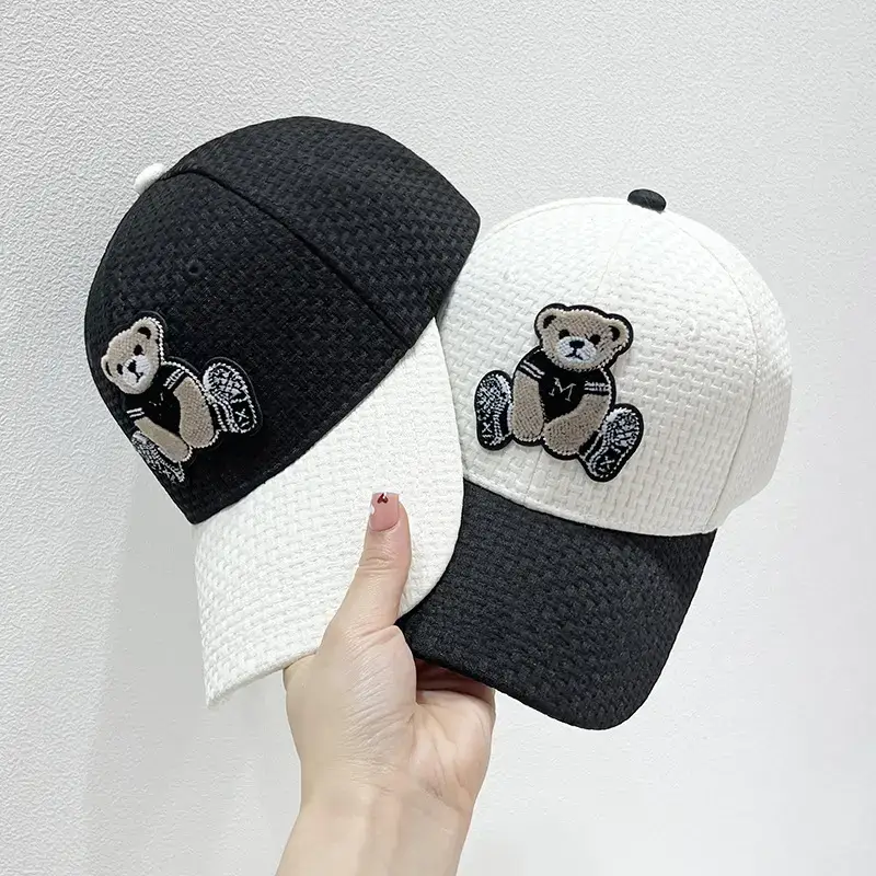 Women Cartoon Bear Baseball Caps Brown Black White - Image 6