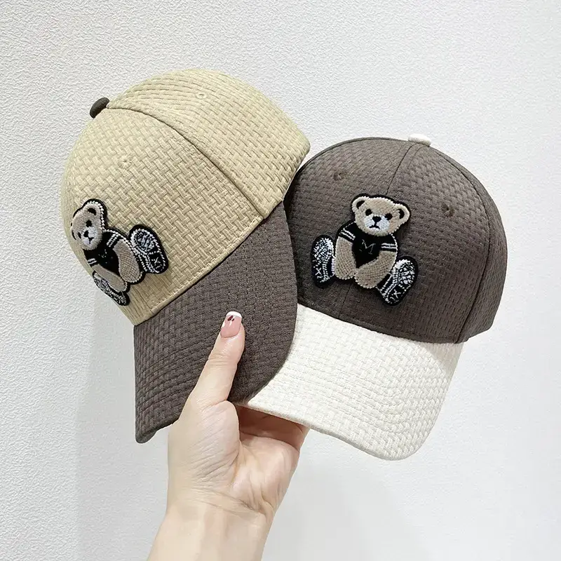 Women Cartoon Bear Baseball Caps Brown Black White - Image 8