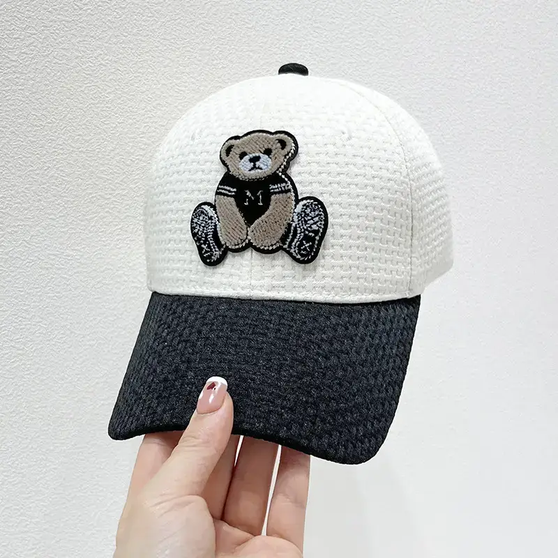 Women Cartoon Bear Baseball Caps Brown Black White - Image 2