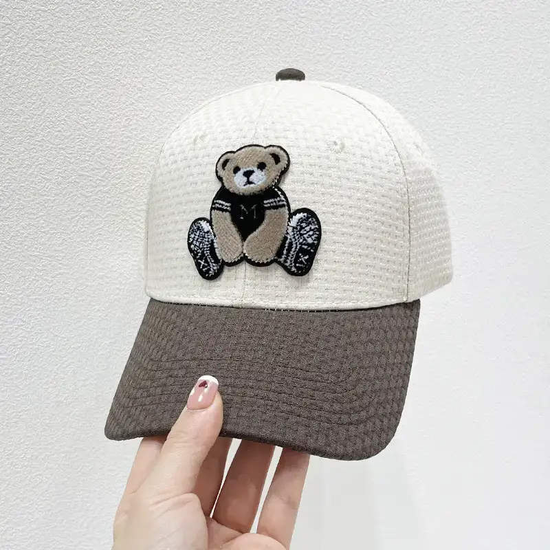 Women Cartoon Bear Baseball Caps Brown Black White - Image 3