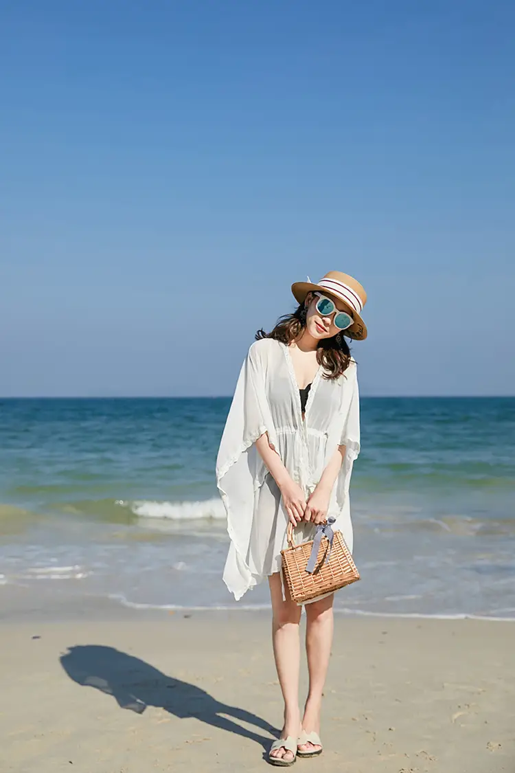 Women Chiffon Beach Coat Mid-Length Sunscreen Cardigan — feature 2