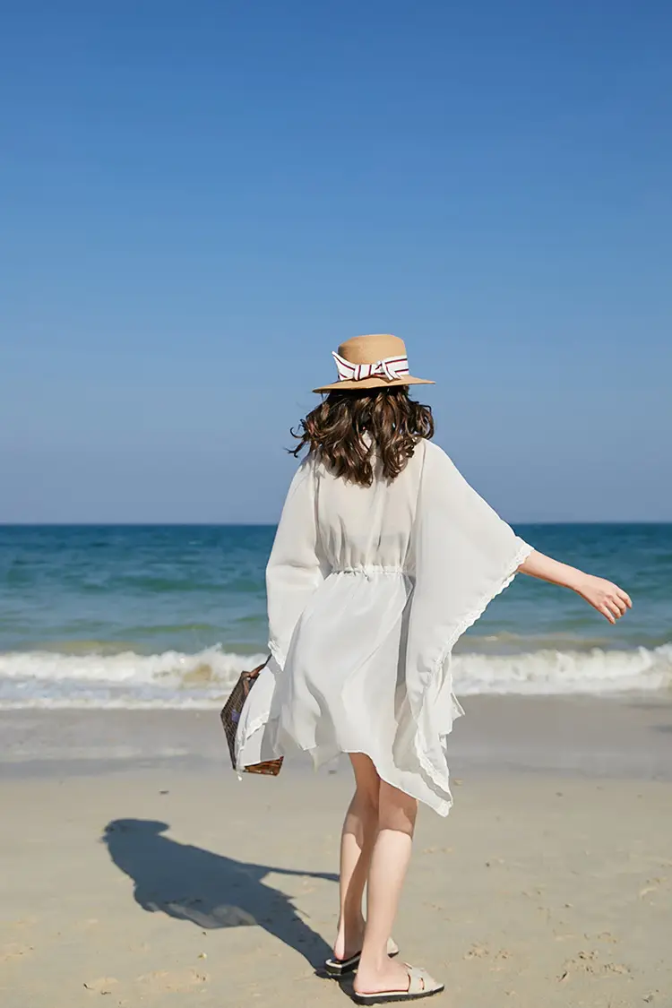 Women Chiffon Beach Coat Mid-Length Sunscreen Cardigan — feature 4