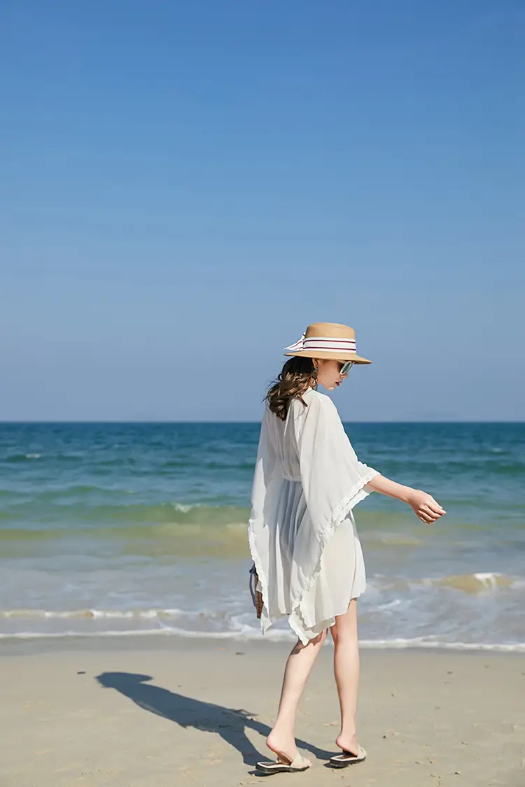 Women Chiffon Beach Coat Mid-Length Sunscreen Cardigan — feature 5