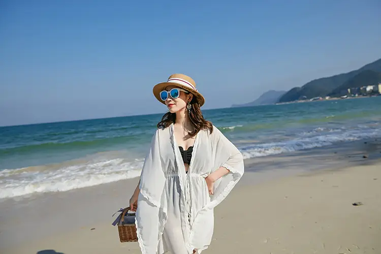 Women Chiffon Beach Coat Mid-Length Sunscreen Cardigan — feature 8