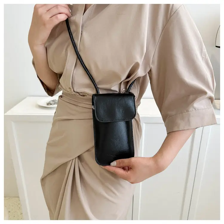 Black Vertical Mobile Phone Shoulder Bag for Women — feature 15