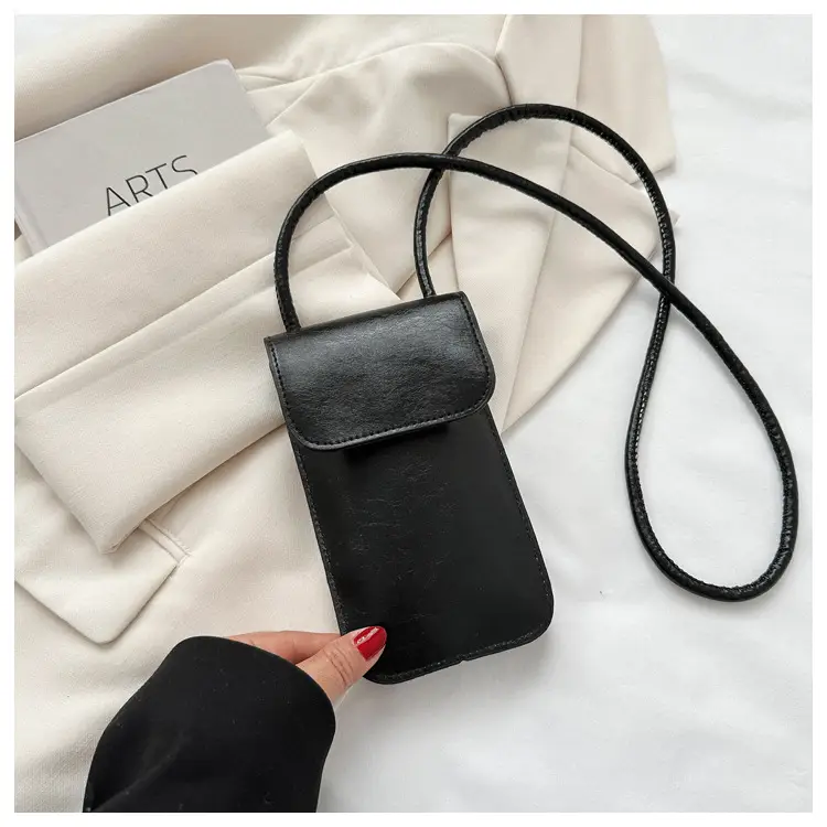 Black Vertical Mobile Phone Shoulder Bag for Women — feature 26