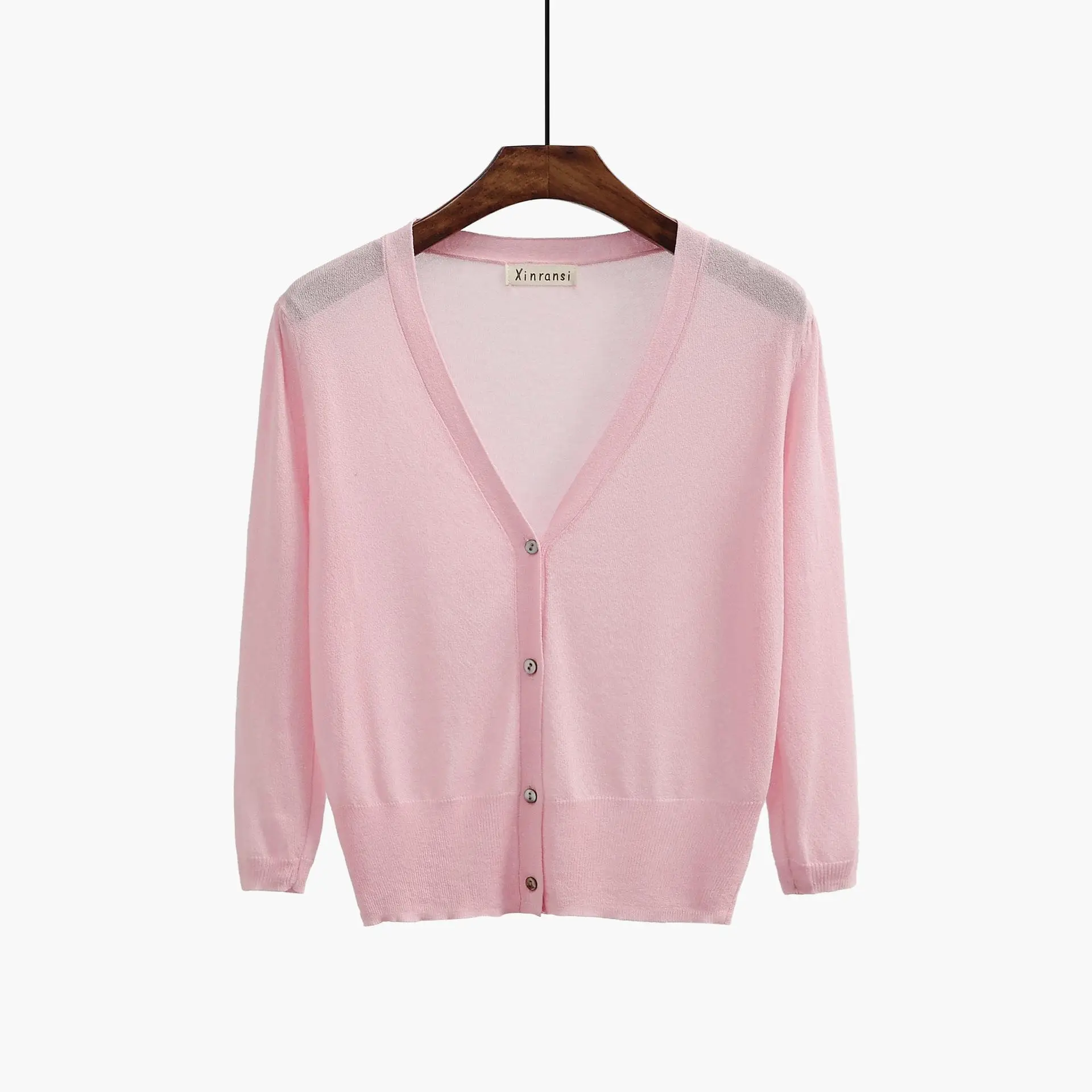 Women's Korean Style V-Neck Cardigan Light Colors - Image 8