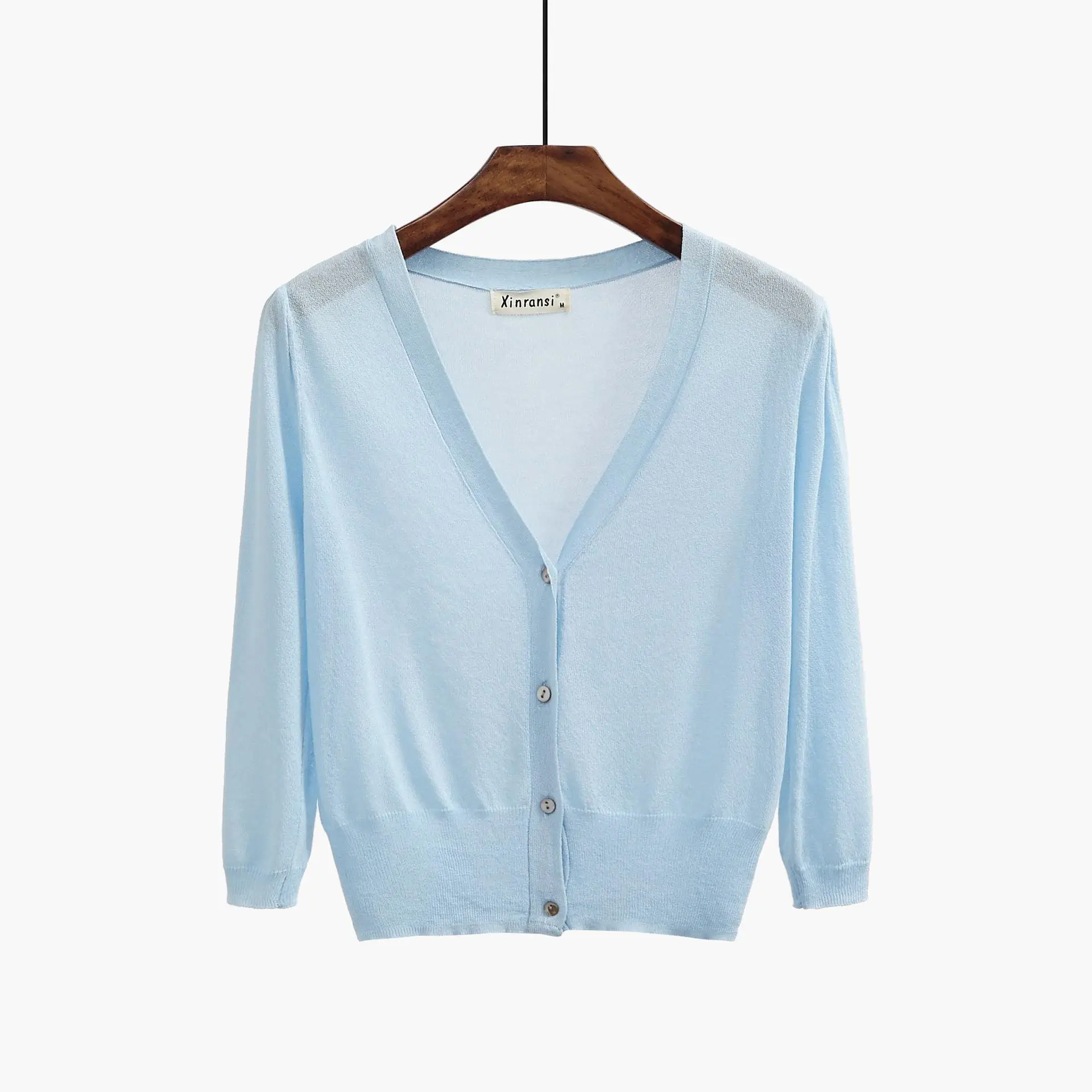 Women's Korean Style V-Neck Cardigan Light Colors - Image 4