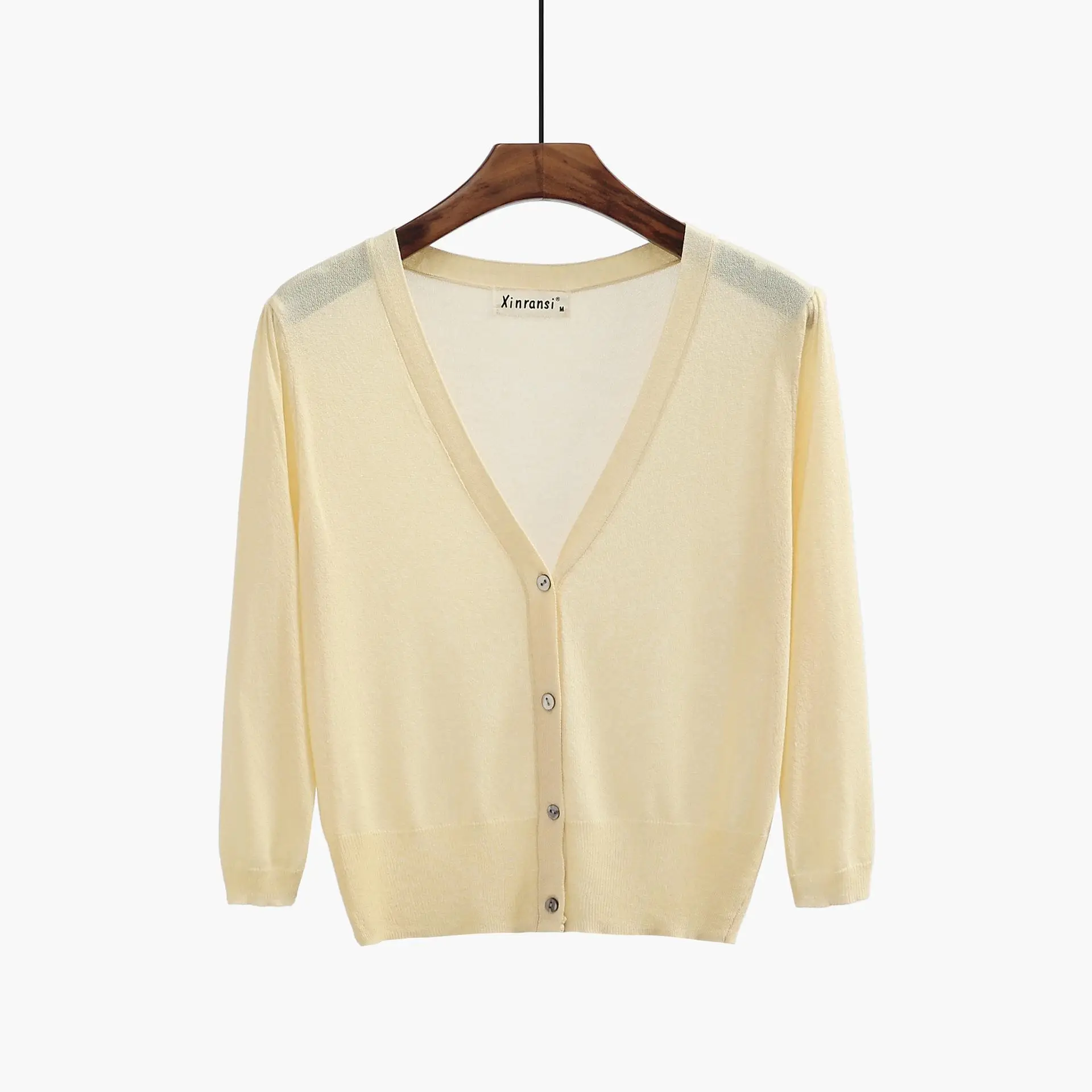 Women's Korean Style V-Neck Cardigan Light Colors - Image 6