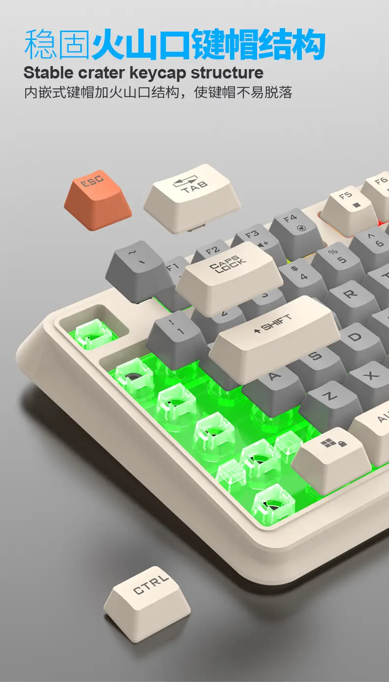Xuan Yinhu K82 Gaming Keyboard with Mechanical Feel, Gaming Luminous Desktop Computer Office Home USB Wired Keyboard — feature 9