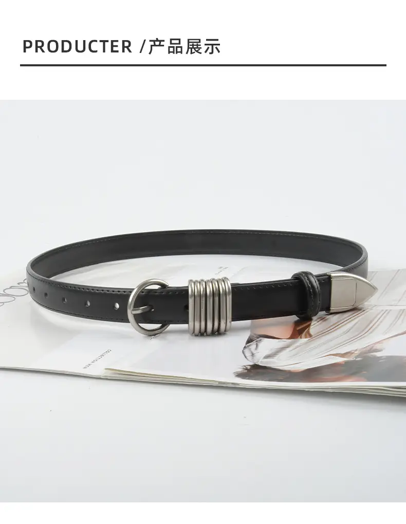 White Leather Belt with Silver Buckle for Women — feature 10