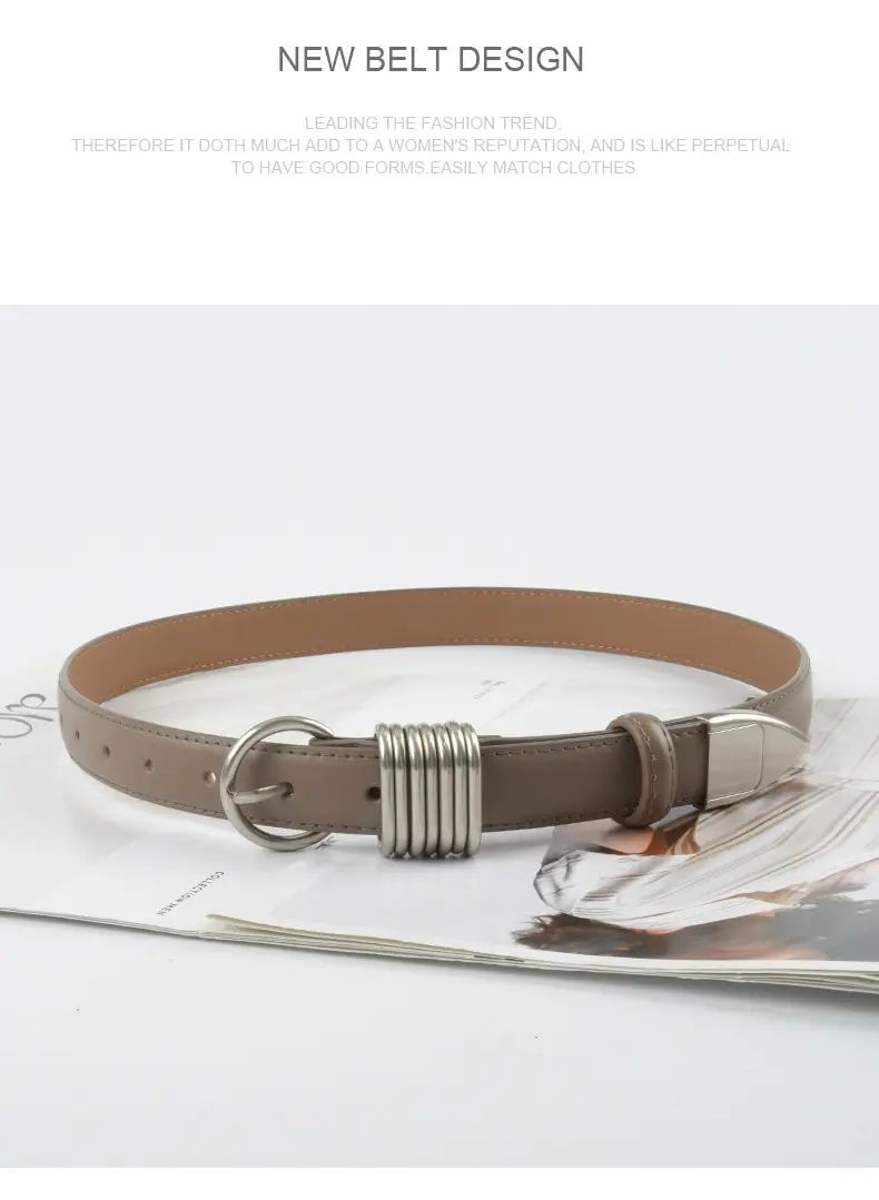 White Leather Belt with Silver Buckle for Women — feature 11