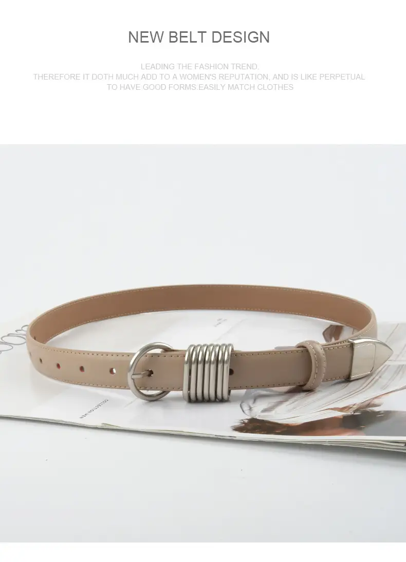 White Leather Belt with Silver Buckle for Women — feature 12