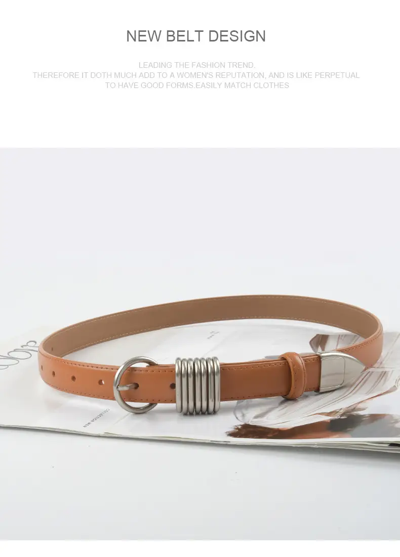 White Leather Belt with Silver Buckle for Women — feature 13