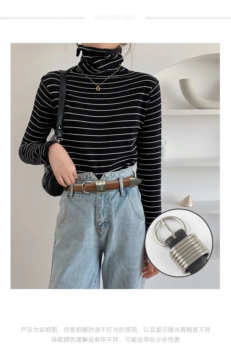 White Leather Belt with Silver Buckle for Women — feature 2
