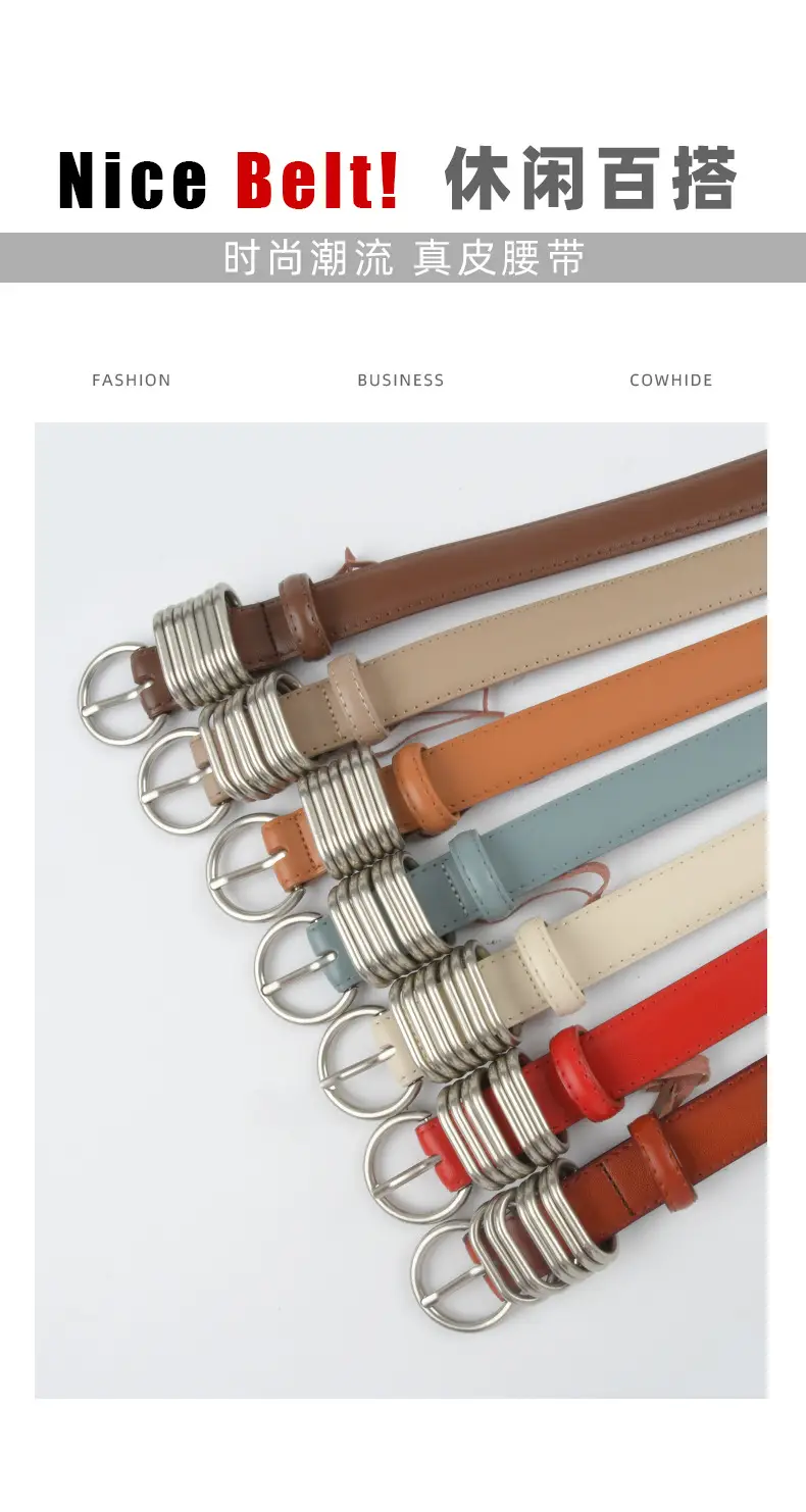 White Leather Belt with Silver Buckle for Women — feature 4