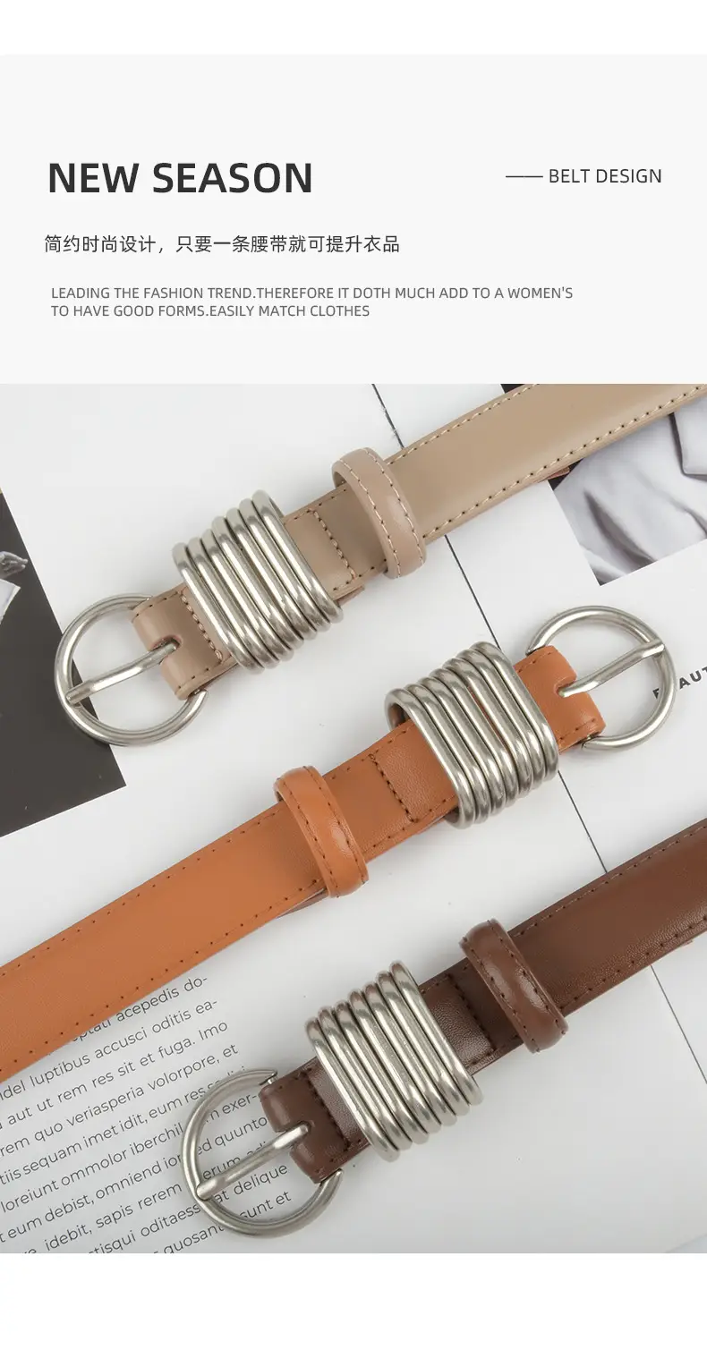 White Leather Belt with Silver Buckle for Women — feature 5