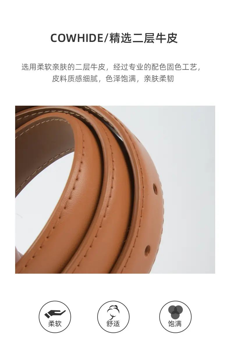 White Leather Belt with Silver Buckle for Women — feature 6